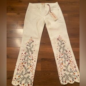 DRIFTWOOD Candace Embroidered Scallop Hem Jean